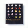 E970 - 10 pairs 304 Stainless Steel Cubic Zirconia Earrings Posts - Mix of Colors 6mm