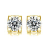 E972 - 2 pcs (1 Pair) 925 Sterling Silver Cubic Zirconia (CZ) Micro Pave Earring Studs with Rubber Backs - 7.5mm x 5mm - Real 14k Plated