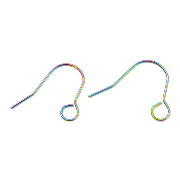 E975 - 50 pcs 304 Stainless Steel Earring Hooks with Loop Hole - 29mm x 24mm - Large Loop: 5mm - Rainbow