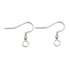 E979 - 50 pcs 304 Stainless Steel Earring Hooks with Loop Hole and Spring - 23mm x 22mm - Large Loop: 5mm - Silver Tone