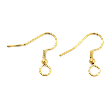 E980 - 50 pcs 304 Stainless Steel Earring Hooks with Loop Hole and Spring - 23mm x 22mm - Large Loop: 5mm - Gold Plated