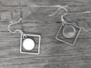 E983 - 6 pcs. 304 Stainless Steel Silver Tone Earring Dangle Hooks Settings Bezels Cabochons - 12mm Glue Pad Settings - Rhombus Style