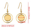E985 - 6 pcs. 304 Stainless Steel Gold Plated Earring Dangle Hooks Settings Bezels Cabochons - 12mm Glue Pad Settings - Top Ring Style