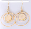 E988 - 6 pcs. 304 Stainless Steel Gold Plated Earring Dangle Bezel Hooks with Rings - 12mm Glue Pad Settings
