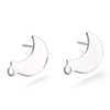 E989 - 10 pcs. (5 pairs) 304 Stainless Steel Moon Earring Posts/Bases/Studs/Settings with Backs - 15mm x 10mm - Hole for Dangles - Hypoallergenic