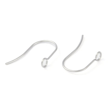 E993 - 100 pcs 304 Stainless Steel Earring Hooks with Loop Hole - 18mm x 15mm - Hypoallergenic! Tarnish Resistant! Silver Tone - Front Facing Perpendicular