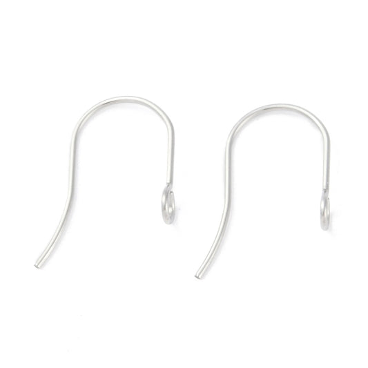 E993 - 100 pcs 304 Stainless Steel Earring Hooks with Loop Hole - 18mm x 15mm - Hypoallergenic! Tarnish Resistant! Silver Tone - Front Facing Perpendicular