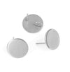 E994 - 10 pcs. (5 pairs) 304 Stainless Steel Silver Tone Earring Posts/Bases/Studs - 10mm Diameter - with Loop