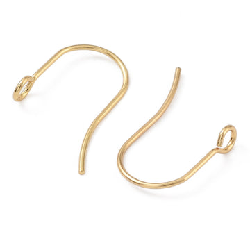 E997 - 100 pcs 304 Stainless Steel Golden Earring Hooks with Loop Hole - 18mm x 15mm - Hypoallergenic! Tarnish Resistant! 18K Gold Plated - Front Facing Perpendicular