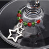 5 pcs. Silver Plated Wine Charm Rings - Christmas - Set