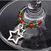 5 pcs. Silver Plated Wine Charm Rings - Christmas - Set