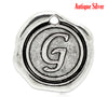 P970 - 5pcs. Antique Silver LARGE Letter "G" Alphabet Letter - 18mm x 18mm - Wax Design