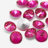 GC009 - 10 pcs. Glass Rhinestone Faceted Rhinestone Cabochons - Pointed Back - 12mm - Solid - Pink