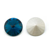 GC010 - 10 pcs. Glass Rhinestone Faceted Rhinestone Cabochons - Pointed Back - 12mm - Solid - Dark Blue