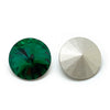 GC013 - 10 pcs. Glass Rhinestone Faceted Rhinestone Cabochons - Pointed Back - 12mm - Solid - Green