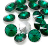 GC013 - 10 pcs. Glass Rhinestone Faceted Rhinestone Cabochons - Pointed Back - 12mm - Solid - Green