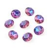 GC015 - 10 pcs Glass Vitrail Iridescent Multicolor Faceted Rhinestone Cabochons - Plated Pointed Back - Pink Orange Blue - Grade A - 8mm