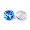 GC016 - 10 pcs Glass Vitrail Iridescent Faceted Rhinestone Cabochons - Plated Pointed Back - Blue - Grade A - 8mm