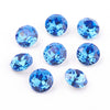 GC016 - 10 pcs Glass Vitrail Iridescent Faceted Rhinestone Cabochons - Plated Pointed Back - Blue - Grade A - 8mm