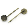 H030 - 10 pcs. - Antique Bronze Hair Bobby Pins Cabochons Bezels - 62mm x 17mm  (2.45" x 0.67") - 16mm Glue Pad