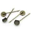 H030 - 10 pcs. - Antique Bronze Hair Bobby Pins Cabochons Bezels - 62mm x 17mm  (2.45" x 0.67") - 16mm Glue Pad