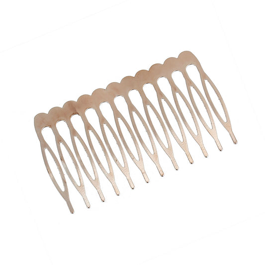 H041 - 10 pcs. - Rose Gold Plated Hair Combs - 64mm x 39mm (2.5" x 1.53")