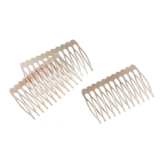 H041 - 10 pcs. - Rose Gold Plated Hair Combs - 64mm x 39mm (2.5" x 1.53")