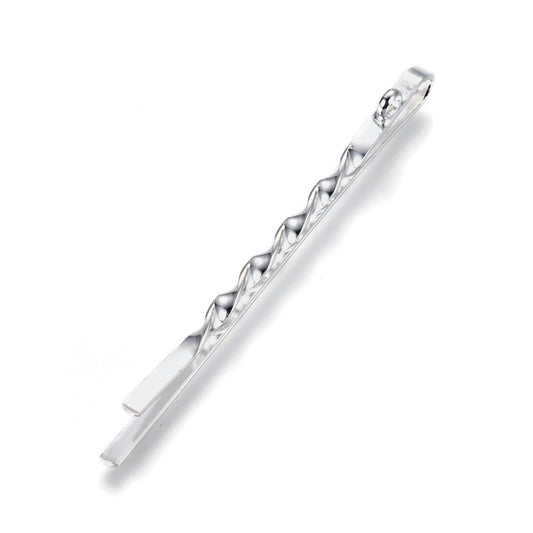H098 - 10 pcs. Silver Plated Bobby Pins with Loop - 2mm Hole Size - 55mm x 3mm