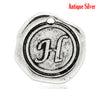 BD089 - 5 pcs. Antique Silver LARGE Letter "H" Alphabet Letter - 18mm x 18mm - Wax Design