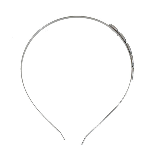 H055 - Thin - 1 pc. - Silver Tone Headbands - 38cm (15") - 12mm Glue Pad Settings - 5 Bezels