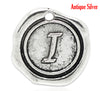 BD110 - 5 pcs. Antique Silver LARGE Letter "I" Alphabet Letter - 18mm x 18mm - Wax Design