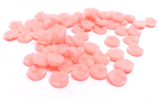 CA547 - 10 pcs Druzy Resin Embellishment Cabochons Pink Coral - 12mm