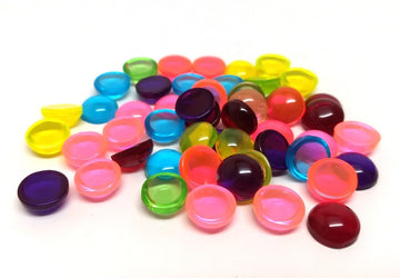 BD194 - 50 pcs Resin Embellishment Cabochons Assortment - 12mm - 5mm Thick - Mix of Clear Transparent Colors! Clear Candy Look