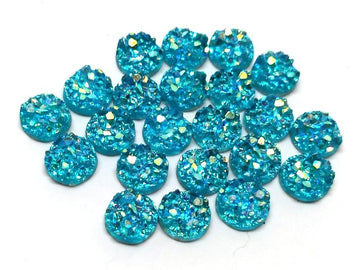 CA240 - 10 pcs. Druzy Resin Embellishment Cabochons Blue Aqua Multicolor - 10mm