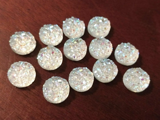 CA056 - 10 pcs Druzy Resin Embellishment Cabochons Clear Multicolor - 12mm