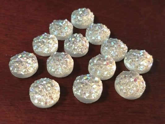 CA056 - 10 pcs Druzy Resin Embellishment Cabochons Clear Multicolor - 12mm