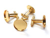 CU013 - Lot of 10 Gold Plated Cuff Links (5 pairs) - 16mm Glue Pad Bezel Setting - Made of Copper - Tarnish Resistant! Lead Free