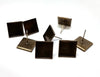 E143 - 10 pcs. Antique Bronze Square Earring Posts Studs Settings Bezels Cabochons Tacks- 12mm x 12mm Glue Pad Setting - Smooth Frame