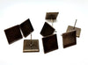 E143 - 10 pcs. Antique Bronze Square Earring Posts Studs Settings Bezels Cabochons Tacks- 12mm x 12mm Glue Pad Setting - Smooth Frame