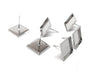 E113 - 10 pcs. Silver Tone Square Earring Posts Studs Settings Bezels Cabochons Tacks - 12mm x 12mm Glue Pad Setting - Smooth Frame