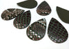 P267 - 10 pcs. Green Snake Skin Faux Leather Dangle Charms Pendants - Teardrop - 55mm (2.17")