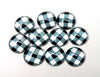 CA360 - 10 pcs. Buffalo Check - White and Black - Circle Glass Round Dome Seals Tiles Cabochons - 12mm