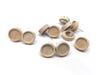 E201 - 10 pcs. Stainless Steel Earring Posts Studs Settings Bezels Cabochons Tacks - 12mm Glue Pad Setting - Silver Tone - Wood Bezel - with Hole