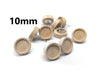 E034 - 10 pcs. Stainless Steel Earring Posts Studs Settings Bezels Cabochons Tacks - 10mm Glue Pad Setting - Silver Tone - Wood Bezel - with Hole