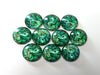 P801 - 10 pcs Circle Peacock Glass Round Dome Seals Tiles Cabochons - 12mm - Green