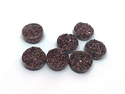 CA311 - 10 pcs Druzy Resin Embellishment Cabochons Sparkly Brown - 12mm