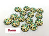 GT011 - 10 pcs Circle Camouflage Pattern Glass Round Dome Seals Tiles Cabochons - 8mm - Green Brown