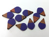 P1099 - 4 pcs. Purple Resin and Wood Teardrop Flat Pendant - 28mm x 18mm - (1.1" x 0.71") - SMALL - Great for Earrings and Necklaces!