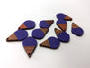 P1099 - 4 pcs. Purple Resin and Wood Teardrop Flat Pendant - 28mm x 18mm - (1.1" x 0.71") - SMALL - Great for Earrings and Necklaces!