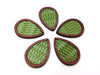 P281 - 4 pcs. Olive Green REAL Leather Cowhide over Wood Dangle Pendants - Rattan - Teardrop - 46mm (1.81") - Great for Earrings or Dangles! (Copy)
